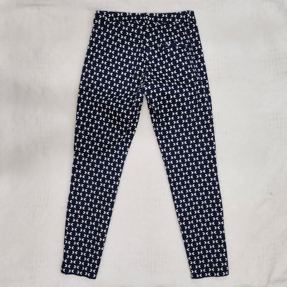 Geometric Print Blue Black & White Slim Pants - Picture 2 of 8